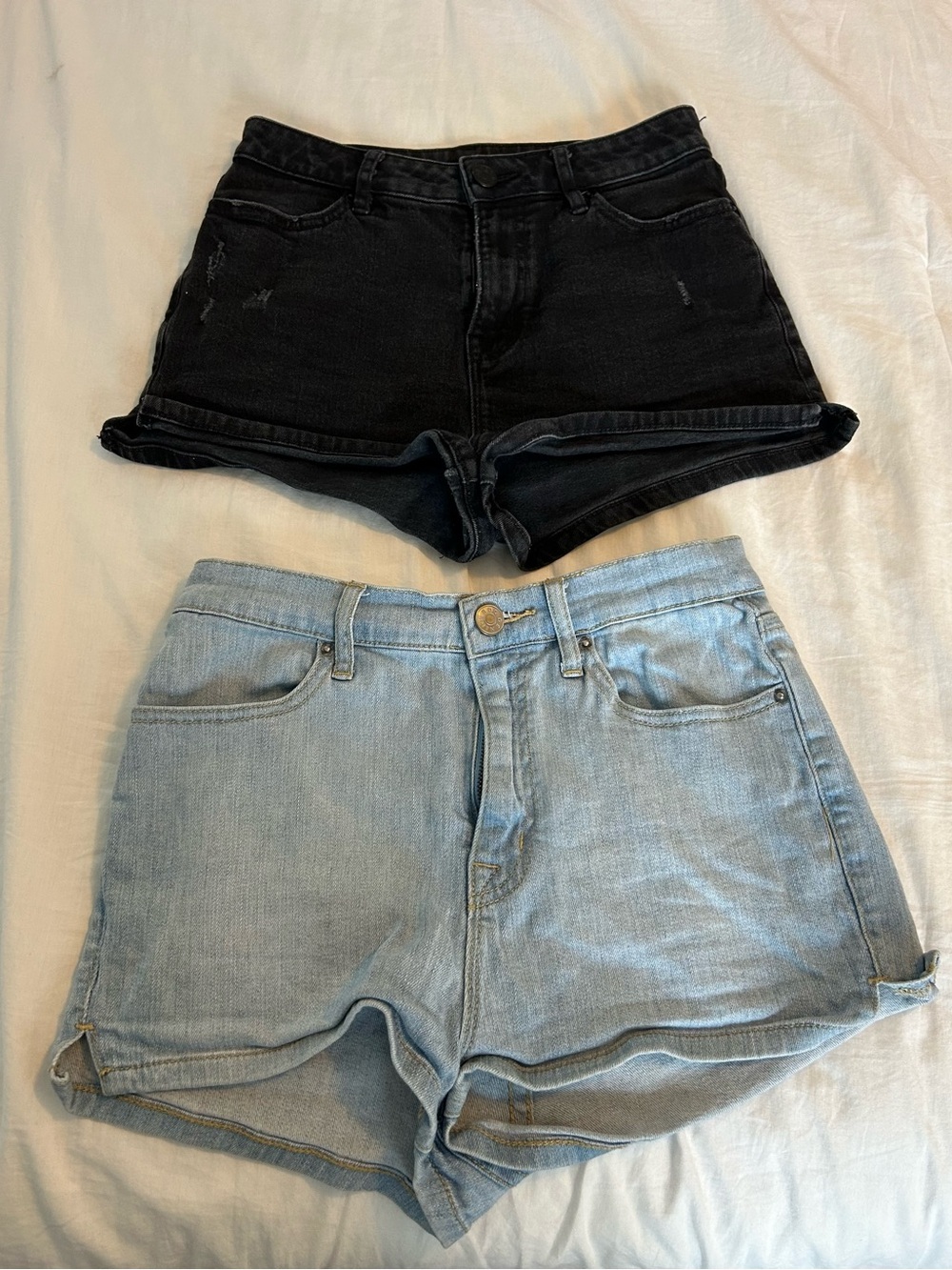 Urban Outfitters (BDG) Two-Pack Trendy Denim Shorts in Black & Light Blue
